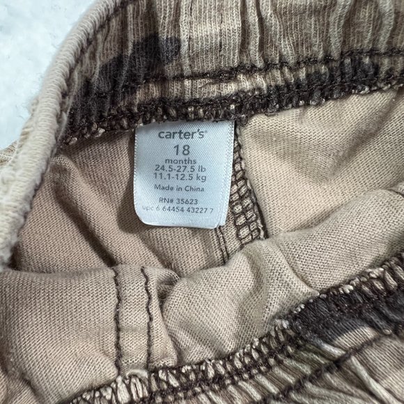 Carter's Baby Camo Pants Sz18M Brown Tan Front Pockets Elastic Waist - Picture 3 of 4